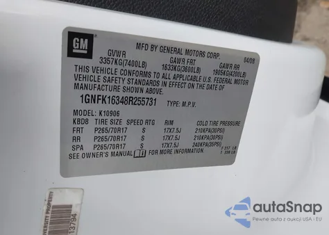2008 Chevrolet Suburban 1500 Commercial Fleet z USA, uszkodzony, nr VIN 1GNFK16348R255731